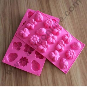 Cake Decor 15 Cavity Frog Butterfly Bug Flower Silicon Moulds Muffin Mould