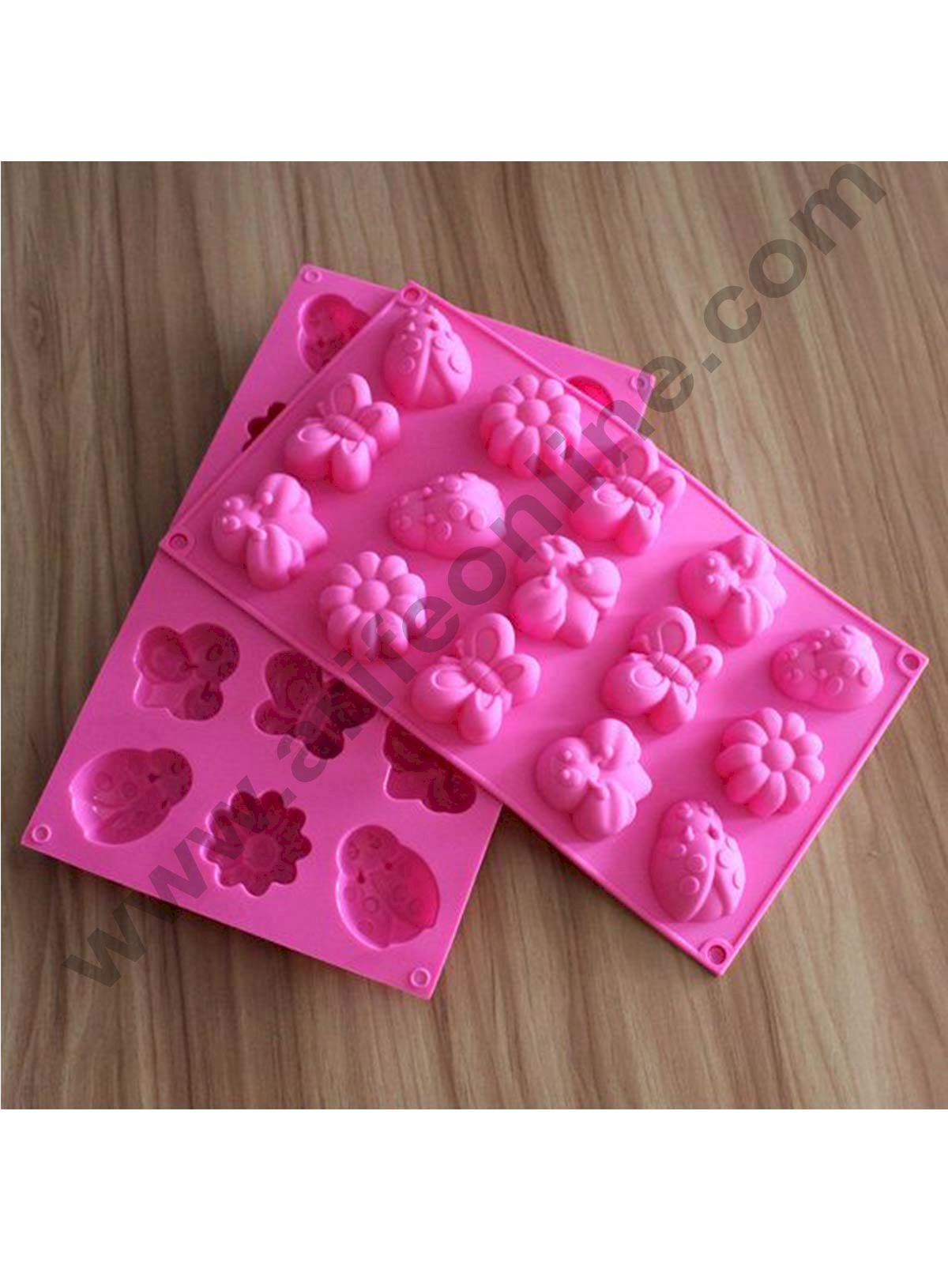 Cake Decor 15 Cavity Frog Butterfly Bug Flower Silicon Moulds Muffin Mould