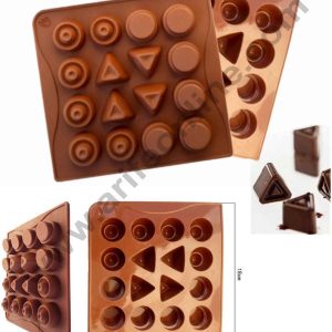 Cake Decor Silicon 16 cavity Geometric Shapes Circular Triangles Chocolate Mould Muffin Cupcake Mould
