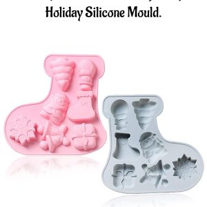 CAKE DECORβ’ 7-Cavity Christmas Stocking-Shaped Holiday Silicone Mould - SBSM-LBM975