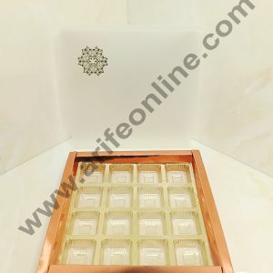 CAKE DECOR™ 16 Cavity Metallic Design Chocolate Box with Sliding Cover & Cavity ( 10 Piece Pack ) - Rose Gold