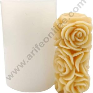 3D Silicon 1 Cavity Rose Pillar Shape Silicon Candle Mould, Silicon Soap Mould (SBSP-DYF6698) - CAKE DECOR™