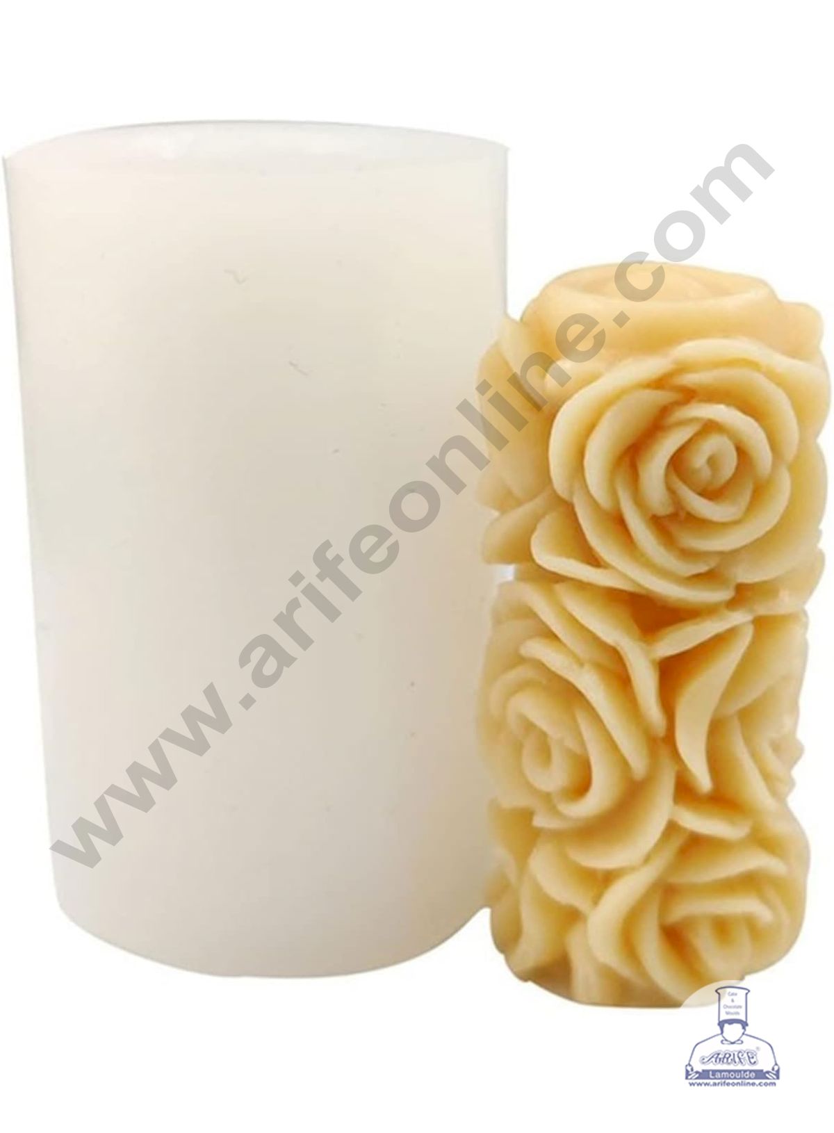 3D Silicon 1 Cavity Rose Pillar Shape Silicon Candle Mould, Silicon Soap Mould (SBSP-DYF6698) - CAKE DECOR™