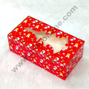 CAKE DECORβ’ Red Christmas Tree Cut-out Plum Cake Box Clear Window, Plum Carriers β Small 250 g ( 10 Pcs Pack)