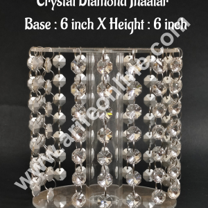 CAKE DECOR™ 6-Inch Acrylic Round Spacer with White Crystal Diamond Jhaalar | Elegant Cake & Cupcake Decoration Stand/Spacer