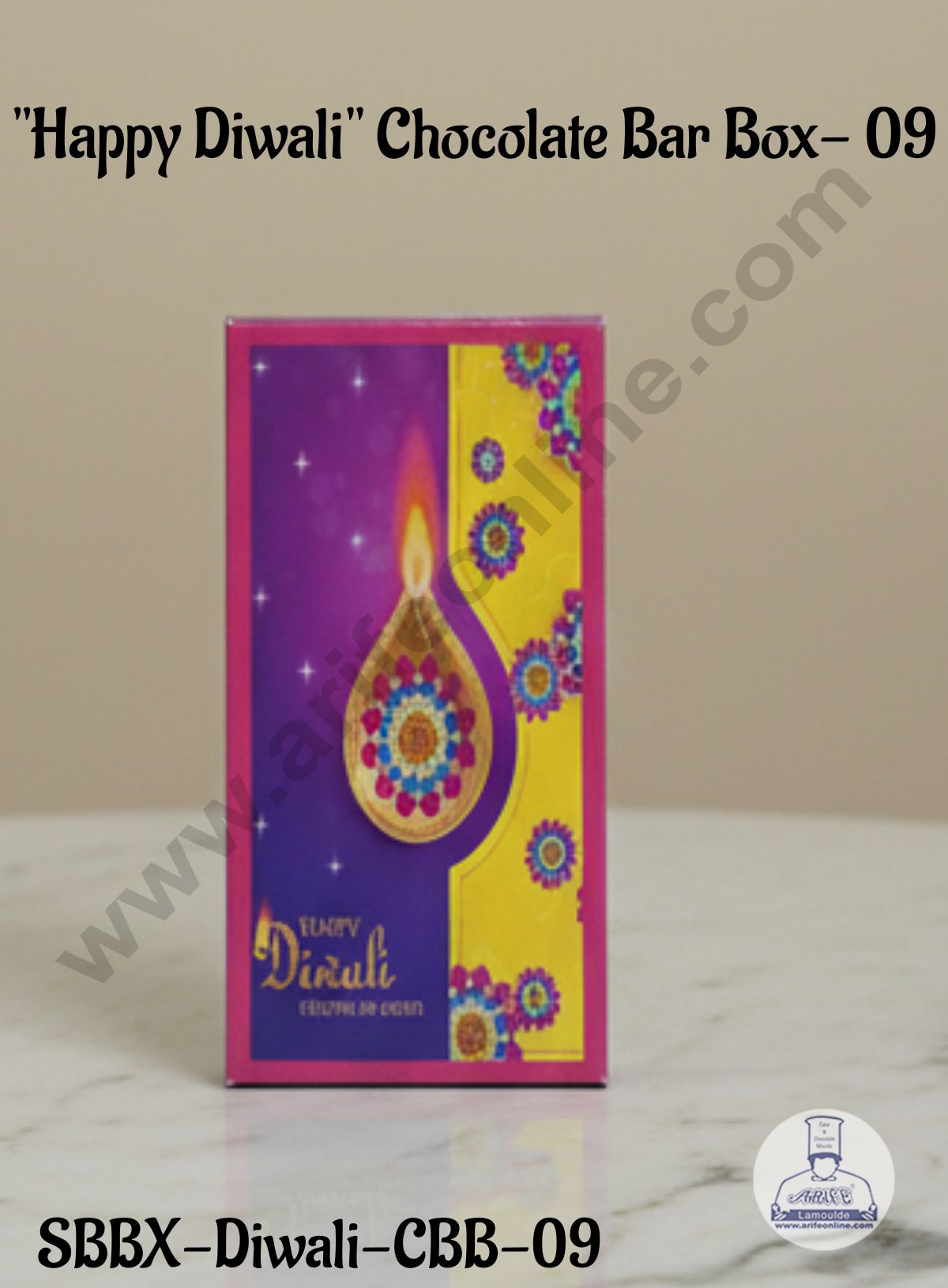 Diwali Chocolate Bar Box - Design 09 (Pack of 10 Pcs ) (SBBX-Diwali-CBB-09)- CAKE DECOR™