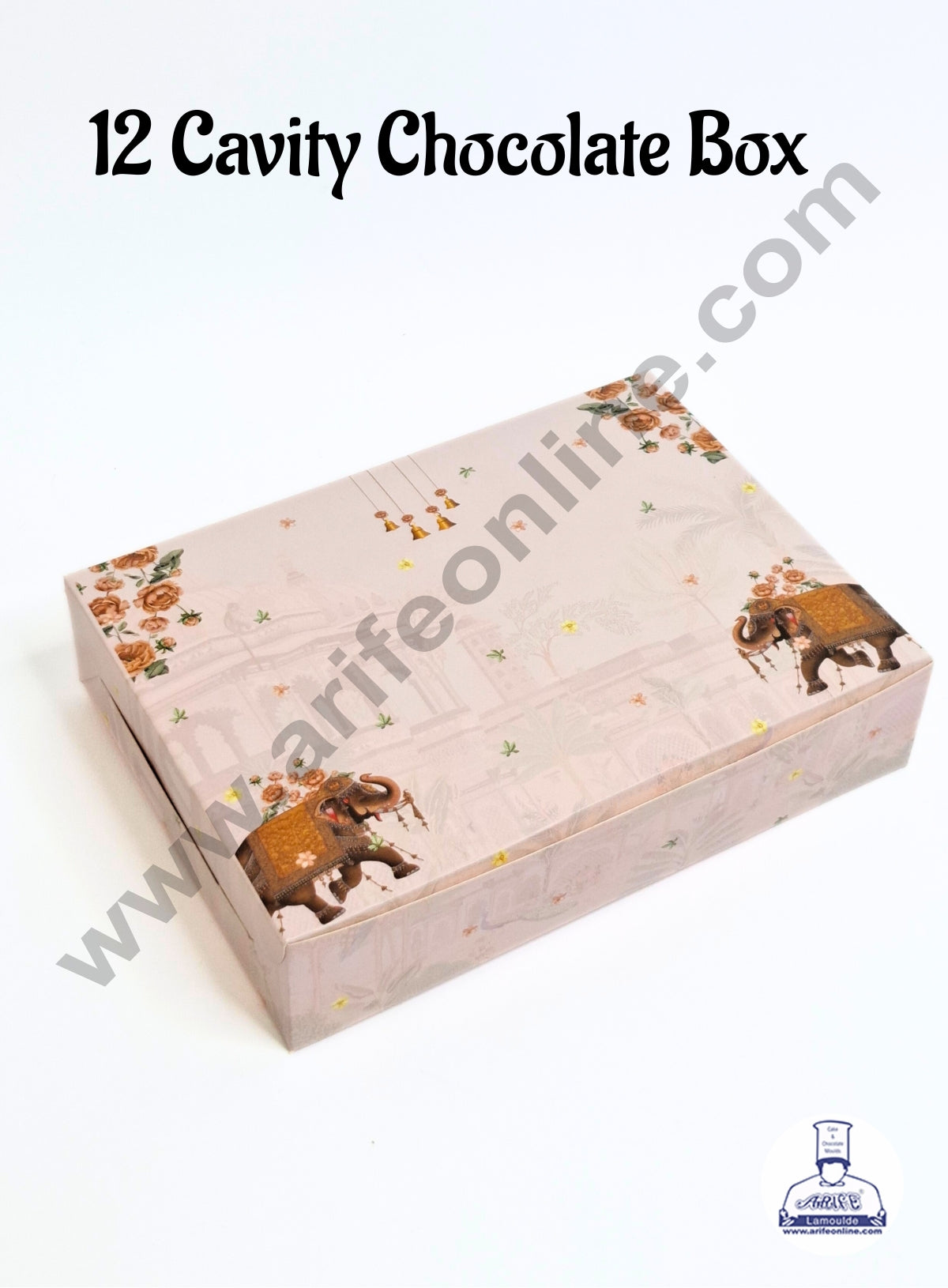 12 Cavity Traditional Design Peach Chocolate Box (1 Piece) - CAKE DECORβ’
