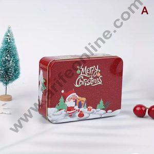 Cake Decor ™ Merry Christmas Tins Rectangle Shape - 07 | Rectangle Storage Containers Tins | 1 Pc Pack