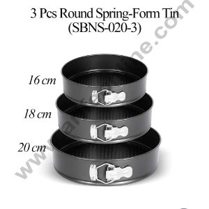 CAKE DECOR™ 3 Pcs Round Non-Stick Spring-Form Tin | Cake Mould | Bakeware Pan - (SBNS-020-3)