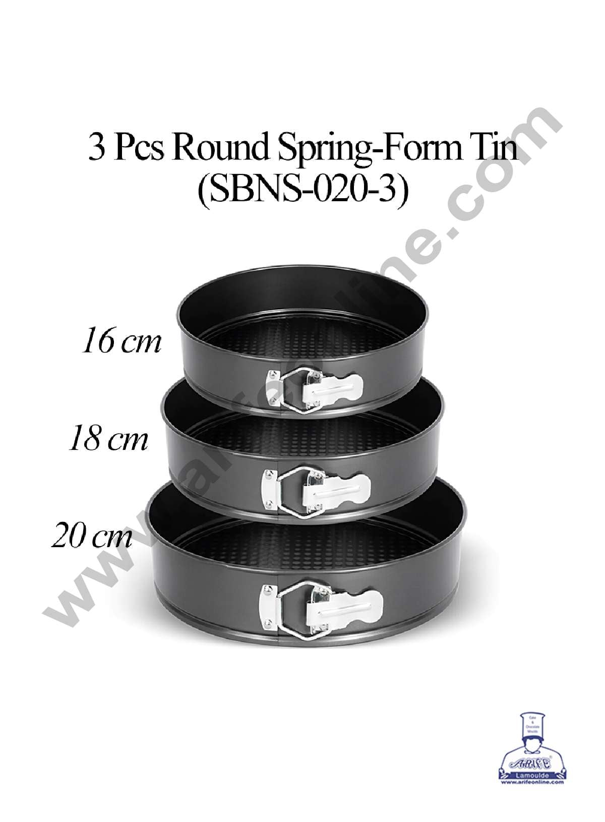 CAKE DECORβ’ 3 Pcs Round Non-Stick Spring-Form Tin | Cake Mould | Bakeware Pan - (SBNS-020-3)