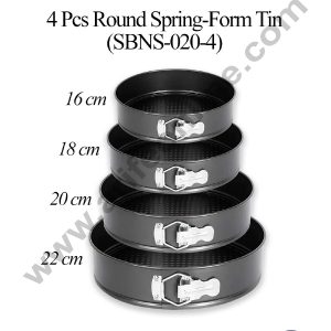 CAKE DECOR™ 4 Pcs Round Non-Stick Spring-Form Tin | Cake Mould | Bakeware Pan - (SBNS-020-4PCS)