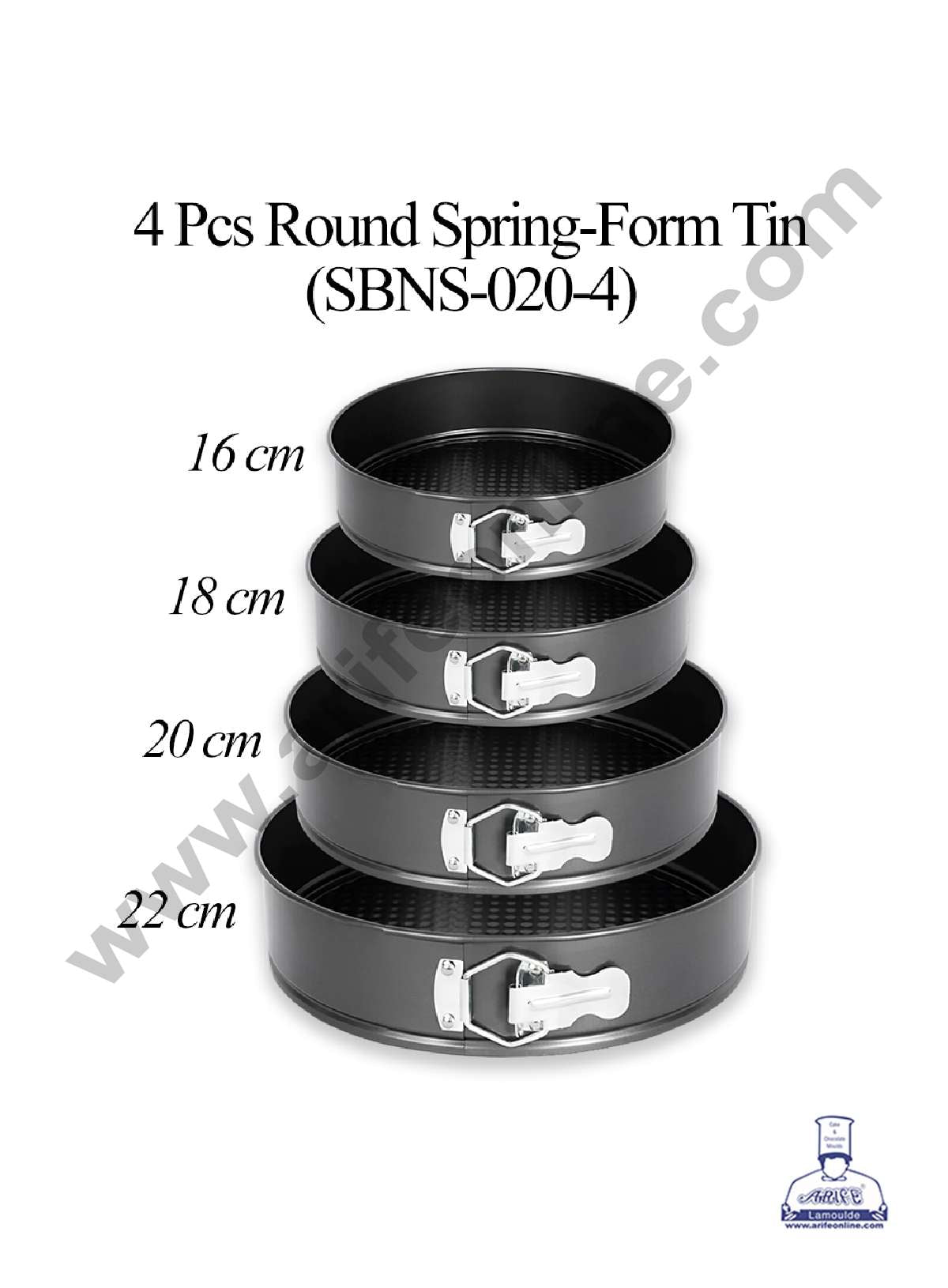 CAKE DECORβ’ 4 Pcs Round Non-Stick Spring-Form Tin | Cake Mould | Bakeware Pan - (SBNS-020-4PCS)