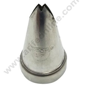 CAKE DECORβ’ Small Noor Cake Icing Tip Nozzle No. 17 Shape Icing Nozzle with Collar Ring | Piping Steel Nozzle