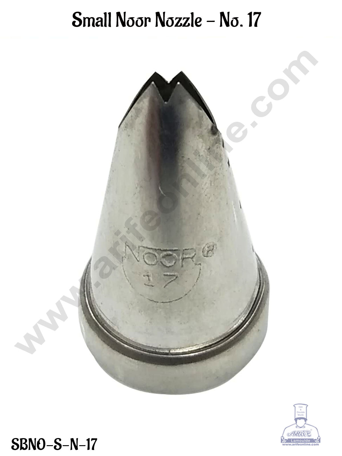 CAKE DECORβ’ Small Noor Cake Icing Tip Nozzle No. 17 Shape Icing Nozzle with Collar Ring | Piping Steel Nozzle