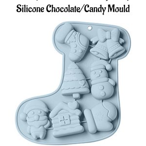 CAKE DECORβ’ 7-Cavity Christmas Stocking-Shaped Silicone Chocolate/Candy Mould - SBSM-LBM979