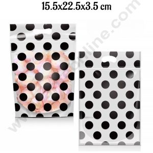 CAKE DECORβ’ Polka Dots Zip Lock Pouch - Black | 15.5x22.5x3.5 cm (SBCHP-100-8A)| 1 Piece