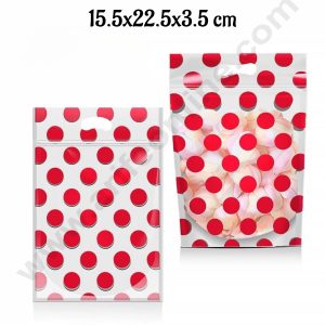 CAKE DECORβ’ Polka Dots Zip Lock Pouch - Red| 15.5x22.5x3.5 cm (SBCHP-100-8C)| 1 Piece