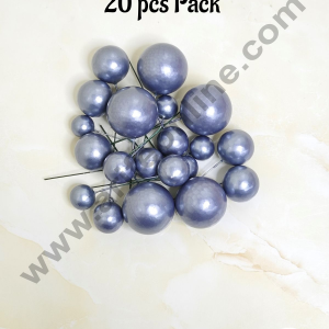 CAKE DECOR™ Pearl Finish Grey Faux Balls Topper For Cake and Cupcake Decoration - (20 Pcs Pack)