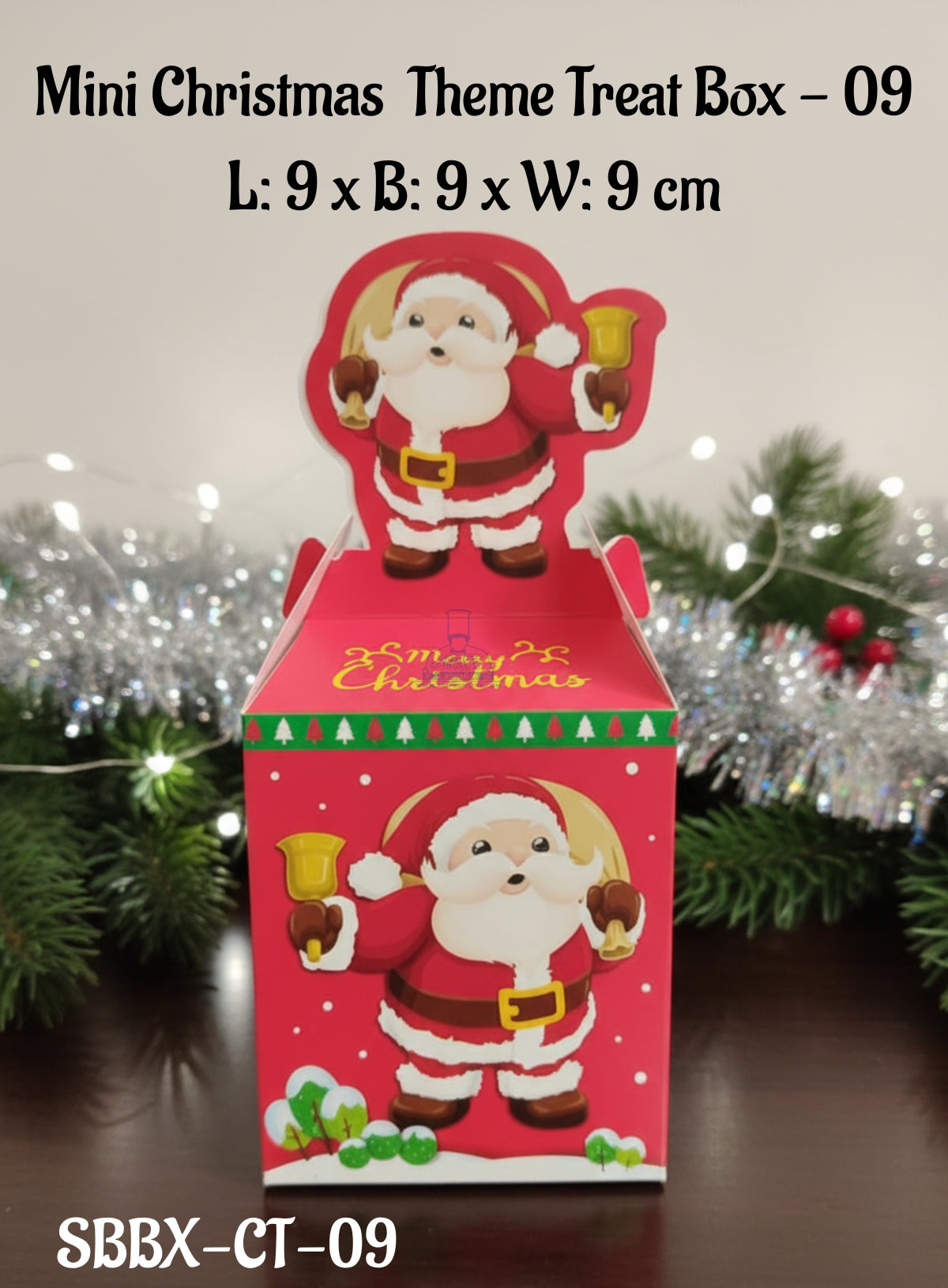 CAKE DECOR™ Mini Christmas Theme Treat Box - 09 | L: 9 x B: 9 x W: 9 cm |Gift Box | Candy Box | Cookies Box | Sweet Treats Box| SBBX-CT-09 (10 Pcs Pack)