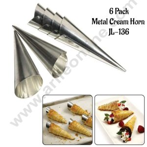 Cake Decor Cream Horn Molds Large Size Baking Cones Aluminium Conical Danish Pastry Croissant Cones Moulds (6 pcs)(SB-JL-136)