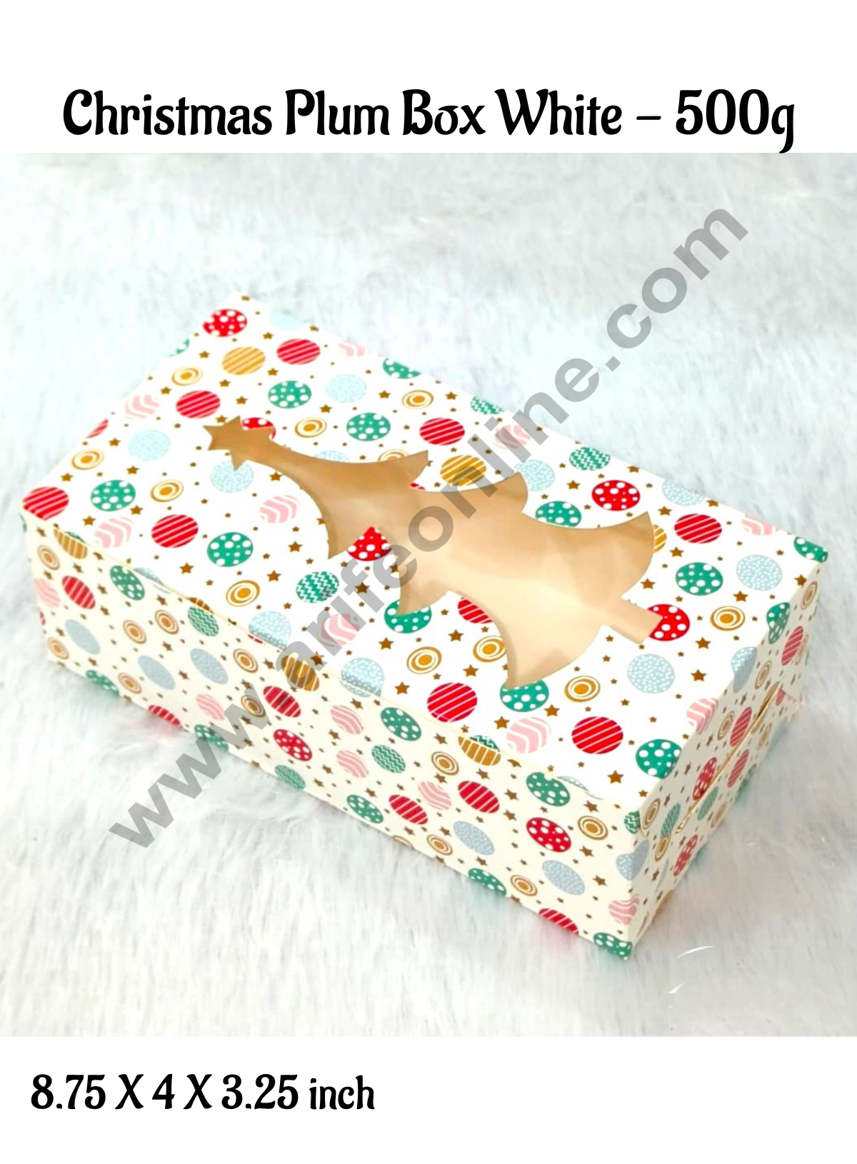 CAKE DECOR™ White Christmas Theme Plum Cake Box Tree Cutout Window, Plum Carriers - Big (10 Pcs Pack) 500 g