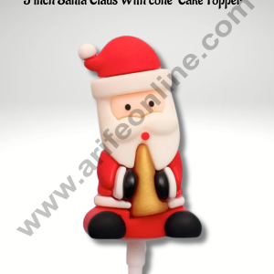 CAKE DECORβ’ 5 inch Santa Claus With cone Rubber Cake Topper - 1 Piece