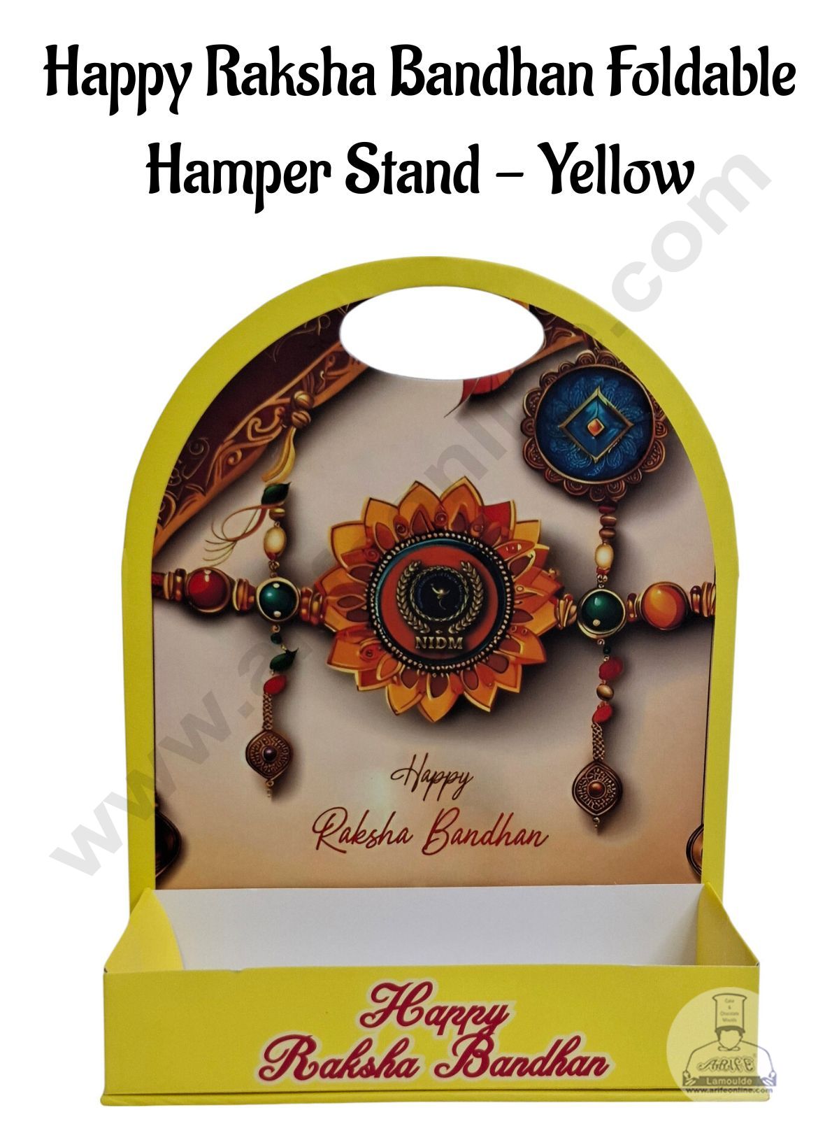 Happy Raksha Bandhan Foldable Hamper Stand -Yellow- CAKE DECOR™