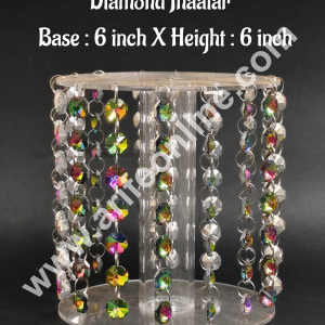 CAKE DECOR™ 6-Inch Acrylic Round Spacer with Multi-Color Diamond Jhaalar | Elegant Cake & Cupcake Decoration Stand/Spacer