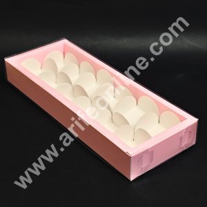 12 Cavity Premium Chocolate Box with Clear Lid | Pink | 1 Piece Pack