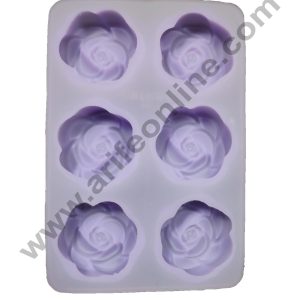 Cake Decor Silicon 6 Cavity, Rose Shape, Non Sticky Mold for soap,Chocolate, Fondant Sugar bakeware Mold