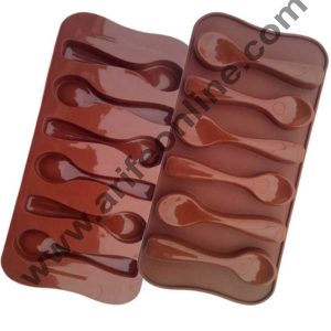 Cake Decor Silicon 6 Cavity Spoon Design Brown Chocolate Mould, Ice Mould, Chocolate Decorating Mould