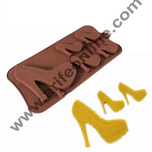Cake Decor Silicon 5 Cavity Sandal Design Brown Chocolate Mould, Ice Mould, Chocolate Decorating Mould