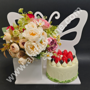 White Butterfly Design Cake and Flower Hamper Stand  - CAKE DECOR™