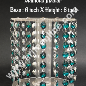 CAKE DECOR™ 6-Inch Acrylic Round Spacer with Turquoise  Diamond Jhaalar | Elegant Cake & Cupcake Decoration Stand/Spacer