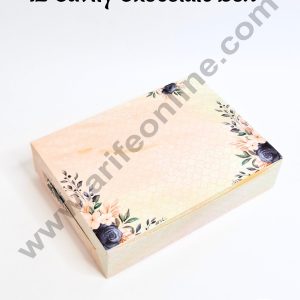 12 Cavity Peach Floral Print Chocolate Box  (1 Piece) - CAKE DECOR™
