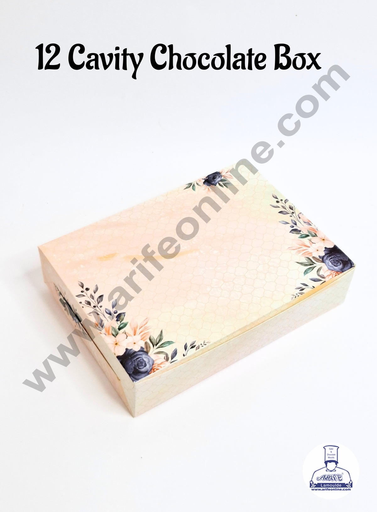 12 Cavity Peach Floral Print Chocolate Box (1 Piece) - CAKE DECORβ’