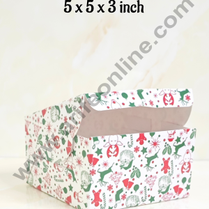 CAKE DECORβ’ White Christmas Design Pastry Box - 5x5x3( Pack of 10 Pcs )