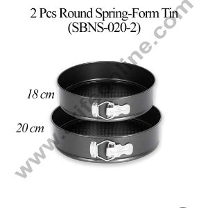 CAKE DECOR™ 2 Pcs Round Non-Stick Spring-Form Tin | Cake Mould | Bakeware Pan - (SBNS-020-2)