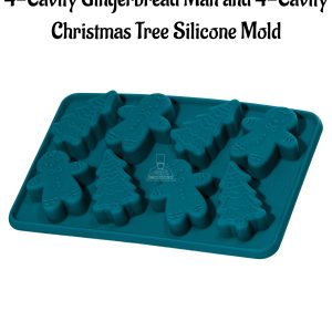 CAKE DECOR™ 4-Cavity Gingerbread Man and 4-Cavity Christmas Tree Silicone Mold - SBSM-YH1141