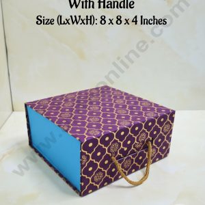 CAKE DECOR™ Purple Folding Hard Hamper Box With Handle | Gift Box | Present Box - 1 Pc | SBBX-HFFB-Purple|