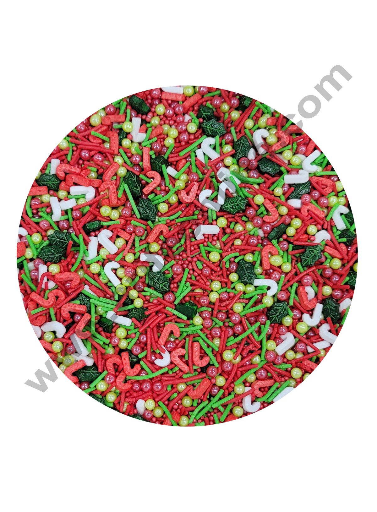 CAKE DECORβ’ Sugar Candy - Red Green White Mashup Sprinkles and Candy