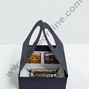 Round Handle Hamper Box With Cavity (Navy Blue)  | Gift Box | Gift Bag With Handle (1 Pc Pack) -  CAKE DECOR™