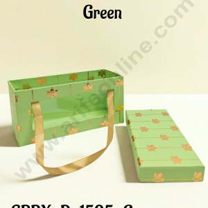 Premium 3 Jar Gift Box with Handle – Green | Decorative Hard Box for Gifting & Storage (20 X 8 X 10 cm) - CAKE DECOR™