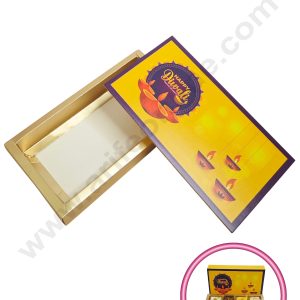 8 Cavity Diwali Sliding Chocolate Box Without Cavity - Yellow (10 Pcs Pack) - CAKE DECOR™