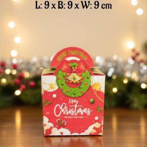 CAKE DECOR™ Mini Christmas Theme Treat Box - 01 | L: 9 x B: 9 x W: 9 cm |Gift Box | Candy Box | Cookies Box | Sweet Treats Box| SBBX-CT-01 (10 Pcs Pack)