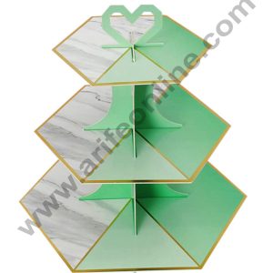 Cake Decor™ 3-Tier Cardboard Hexagon Marble Design Cupcake Stand-Heavy
