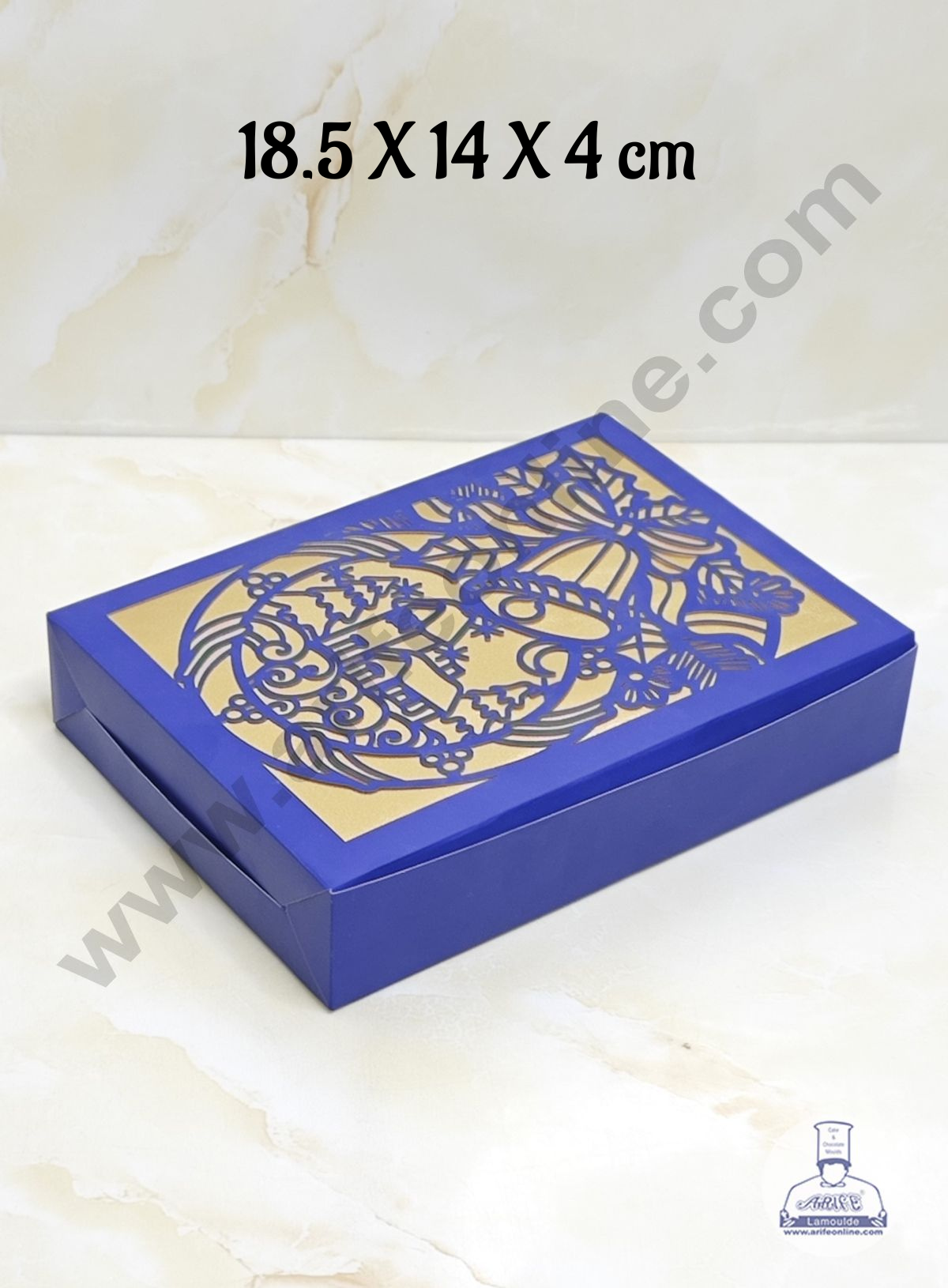 CAKE DECORβ’ Christmas Theme Sweet Box For Hampers | Chocolate Box | Brownie Box - 1 Pcs Pack - Blue - 18.5 X 14 X 4 cm