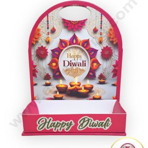 Happy Diwali Foldable Hamper Stand - Pink - 1Pc- CAKE DECORβ’