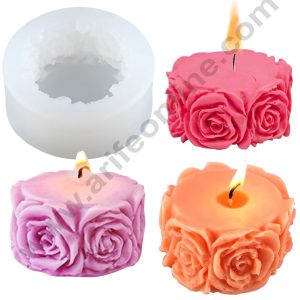 CAKE DECORβ’ 3D Silicon 1 Cavity Round Rose Flower Silicon Candle Mould, Silicon Soap Mould, Handmade Soap Candy Making
