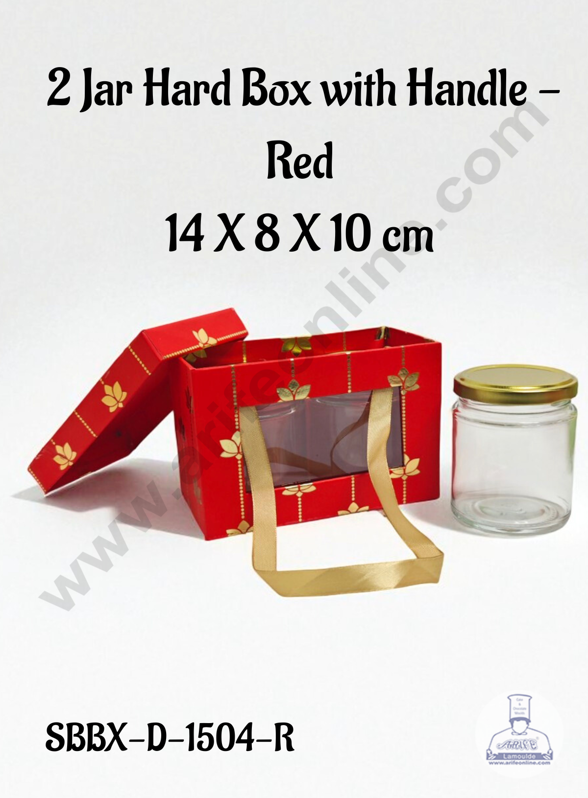 Premium 2 Jar Gift Box with Handle β Red | Decorative Hard Box for Gifting & Storage (14 x 8 x 10 cm) - CAKE DECORβ’